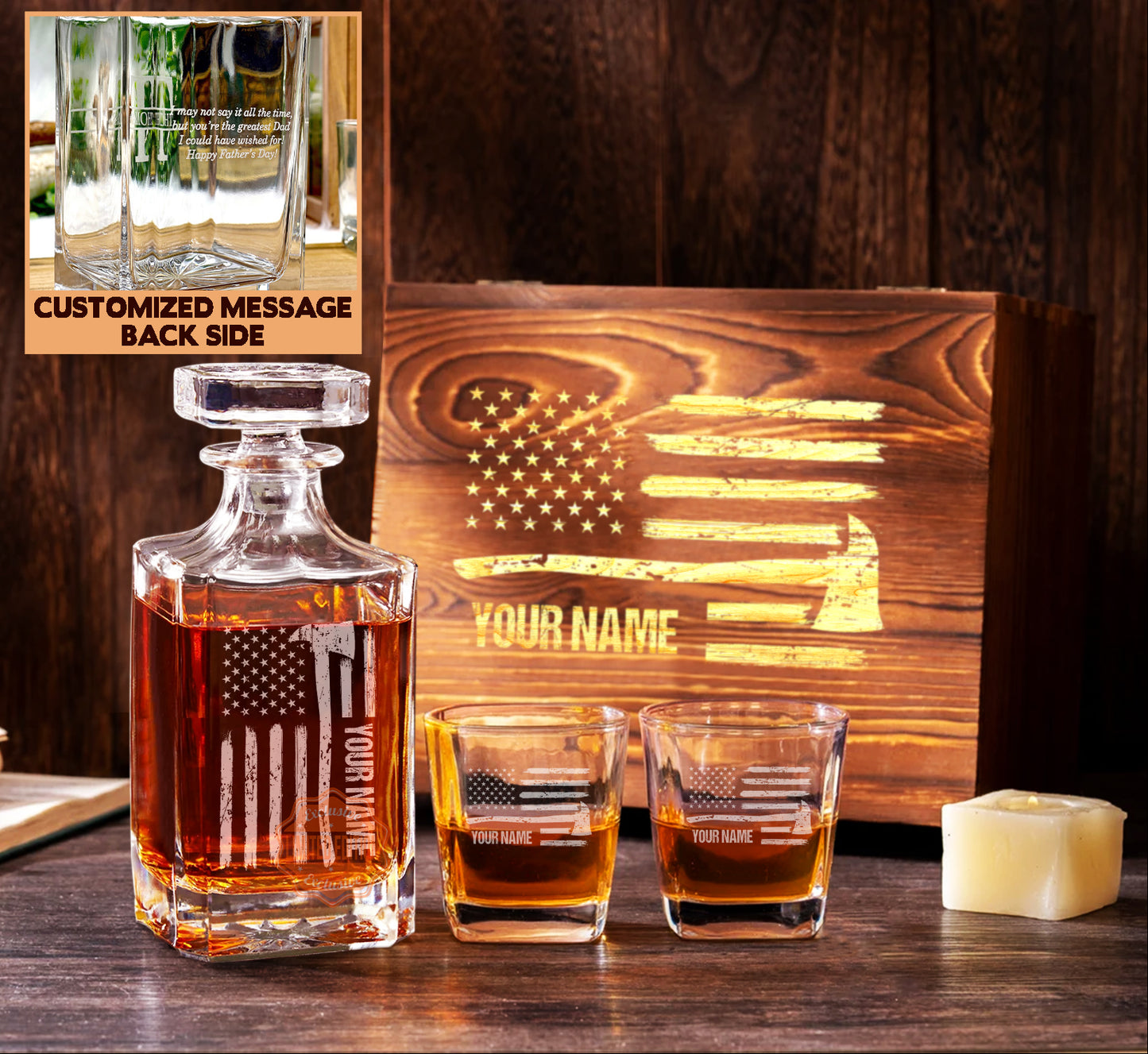 Premium Personalized Decanter set, Best Gift for Firefighter 2