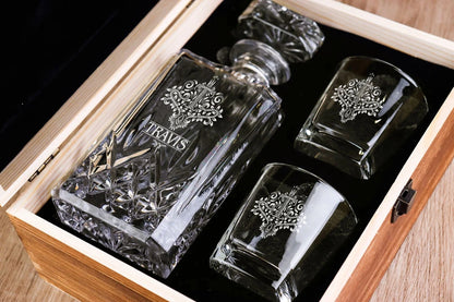 TRAVIS SDT2 Personalised Decanter Set, Premium Gift Set 5