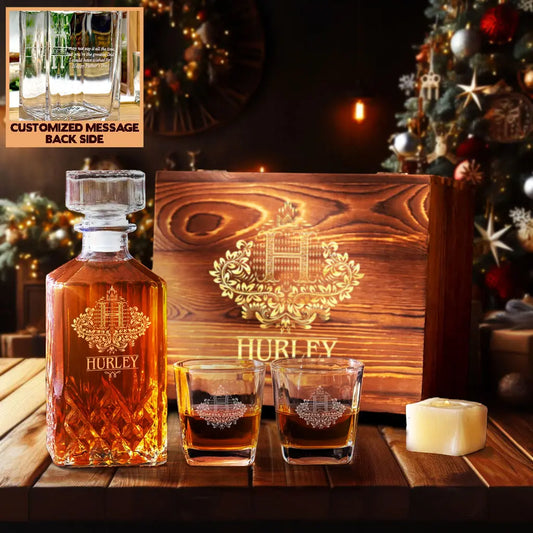 HURLEY H03 Personalized Decanter Set, Premium Gift for Christmas to enjoy holiday spirit 5