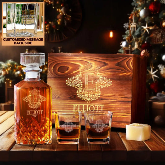 ELLIOTT Q01 Personalised Decanter Set, Premium Gift for Christmas to enjoy holiday spirit 5