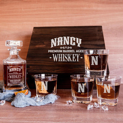 NANCY F01 Personalized Whiskey Decanter Set 6